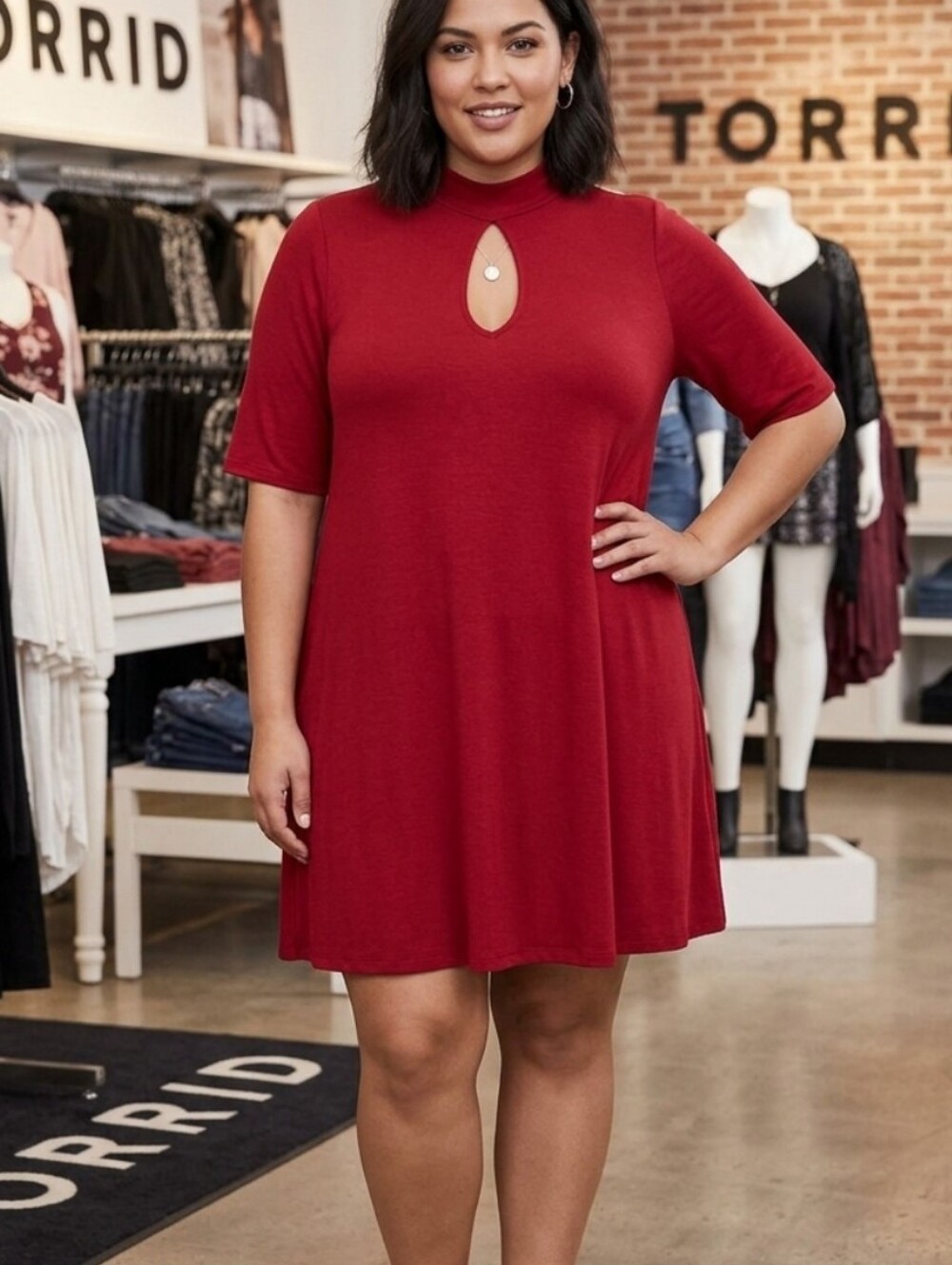 torrid Wine Short-Sleeve Keyhole Back Tee